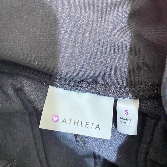 Athleta Black Velvet Velour Leggings Pointe Leg Pockets Womens Size Small - Picture 5 of 6